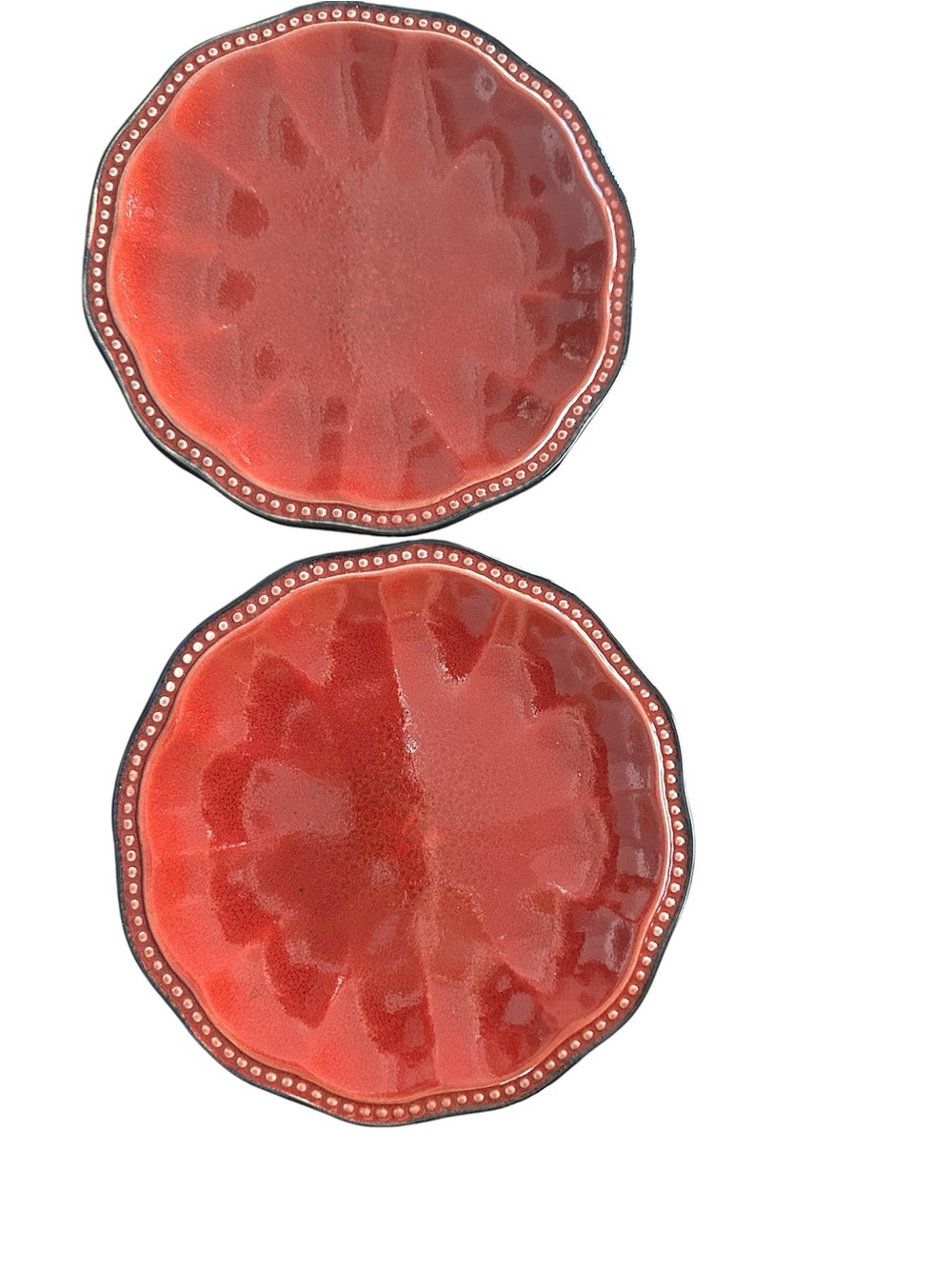 Roscher & Co. Hobnail Scalloped Red Salad Plates (2)